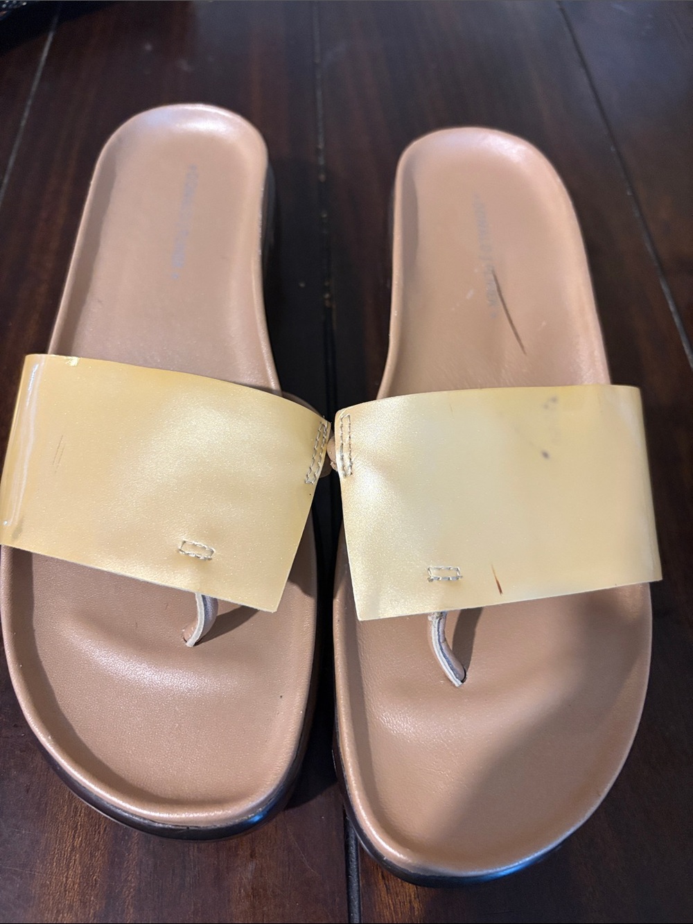 Donald J. Pliner Yellow Slide Sandals with Tan Footbed